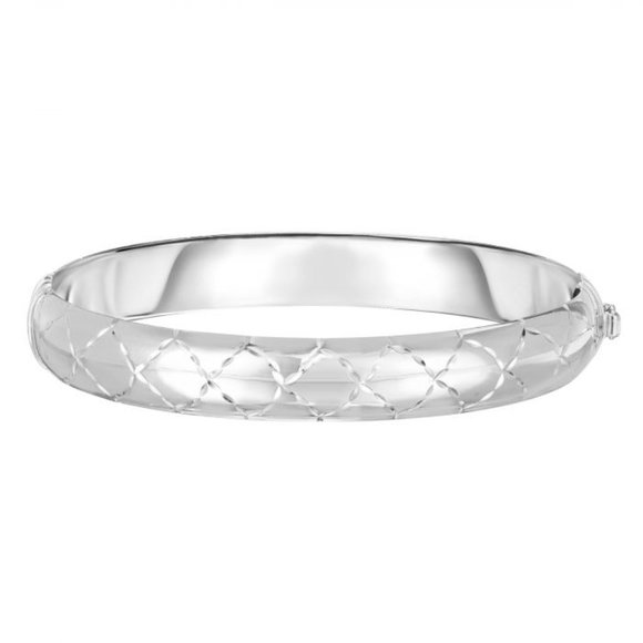 Sterling Silver 10mm Diamond Cut X Bangle